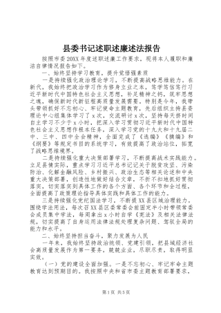 2024年县委书记述职述廉述法报告