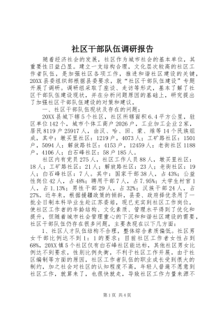 2024年社区干部队伍调研报告
