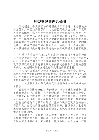 2024年县委书记谈严以修身