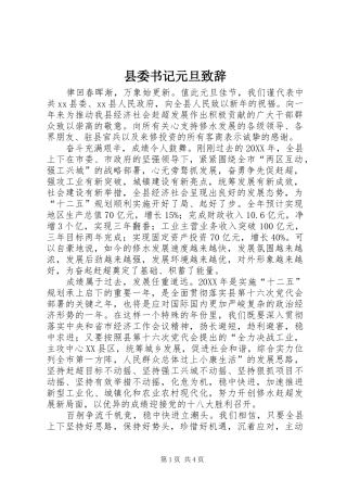 2024年县委书记元旦致辞