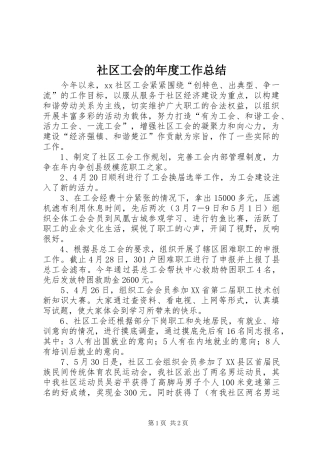 2024年社区工会的年度工作总结