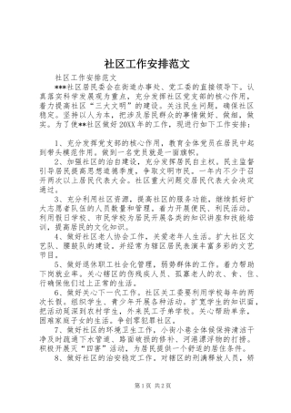 2024年社区工作安排范文