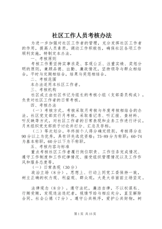 2024年社区工作人员考核办法