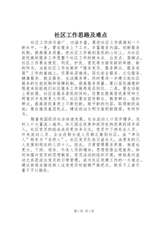 2024年社区工作思路及难点