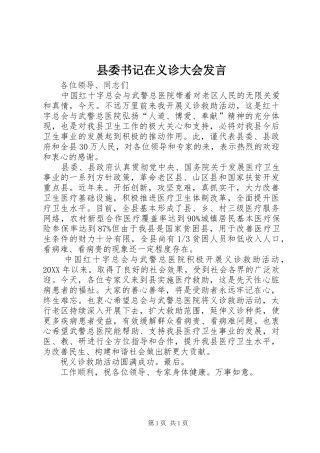 2024年县委书记在义诊大会讲话