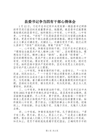 2024年县委书记争当四有干部心得体会