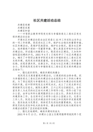 2024年社区共建活动总结