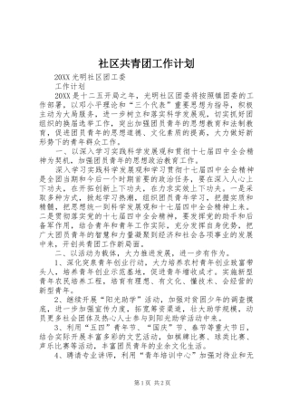 2024年社区共青团工作计划