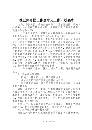 2024年社区共青团工作总结及工作计划总结