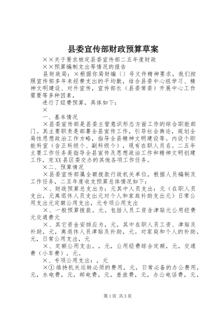 2024年县委宣传部财政预算草案