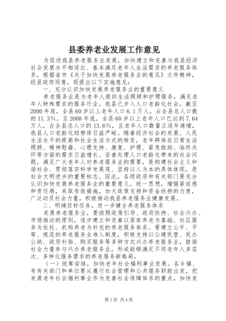 2024年县委养老业发展工作意见