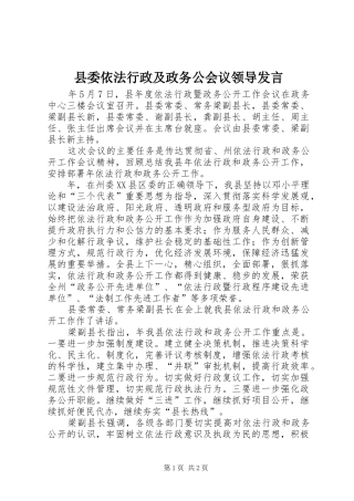 2024年县委依法行政及政务公会议领导讲话