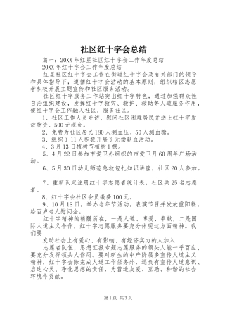 2024年社区红十字会总结
