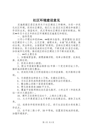 2024年社区环境建设意见