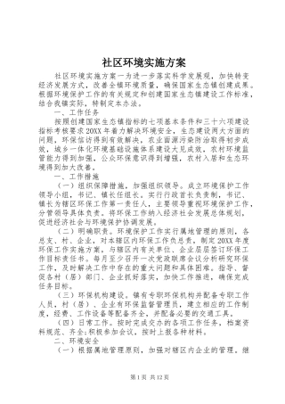 2024年社区环境实施方案
