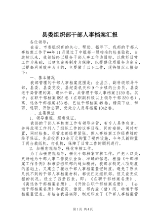 2024年县委组织部干部人事档案汇报