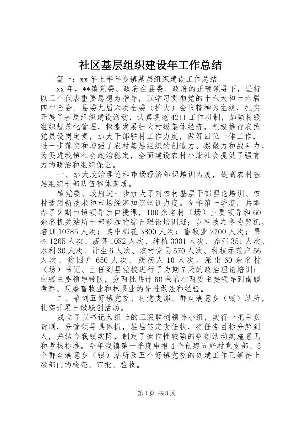 2024年社区基层组织建设年工作总结_第1页