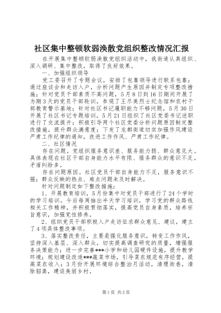 2024年社区集中整顿软弱涣散党组织整改情况汇报