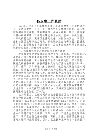2024年县卫生工作总结