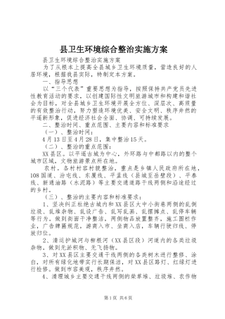 2024年县卫生环境综合整治实施方案