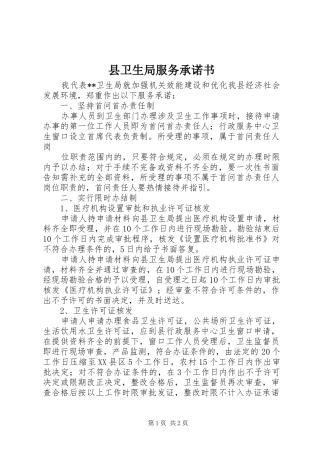 2024年县卫生局服务承诺书