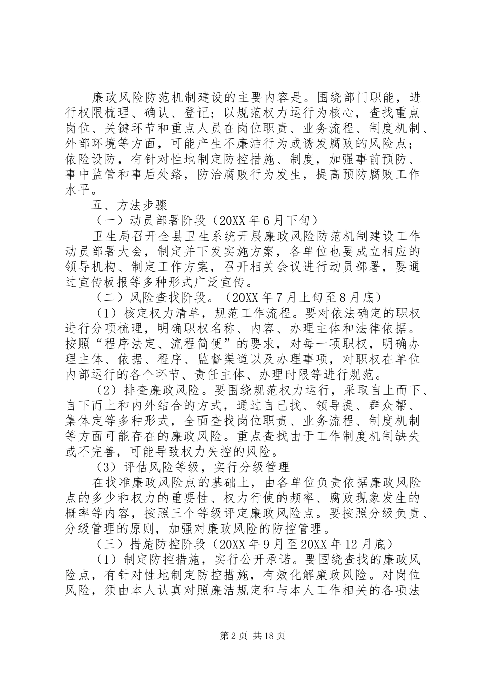 2024年县卫生局开展廉政风险防控工作实施方案_第2页