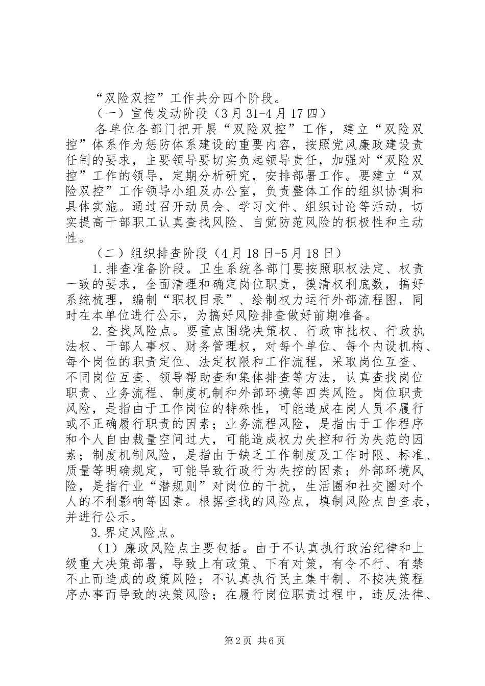 2024年县卫生局双险双控工作方案_第2页