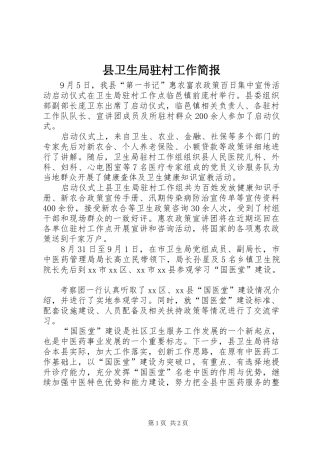 2024年县卫生局驻村工作简报