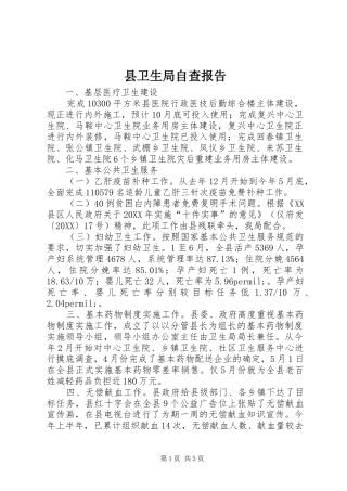 2024年县卫生局自查报告