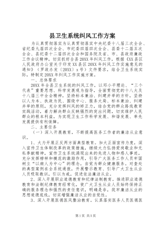 2024年县卫生系统纠风工作方案