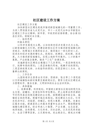 2024年社区建设工作方案