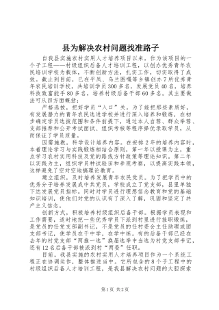 2024年县为解决农村问题找准路子