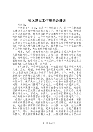 2024年社区建设工作座谈会致辞