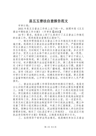 2024年县五五普法自查报告范文