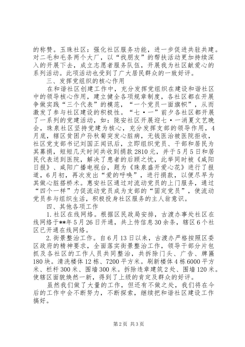 2024年社区建设季度工作总结_第2页