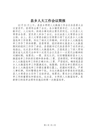 2024年县乡人大工作会议简报