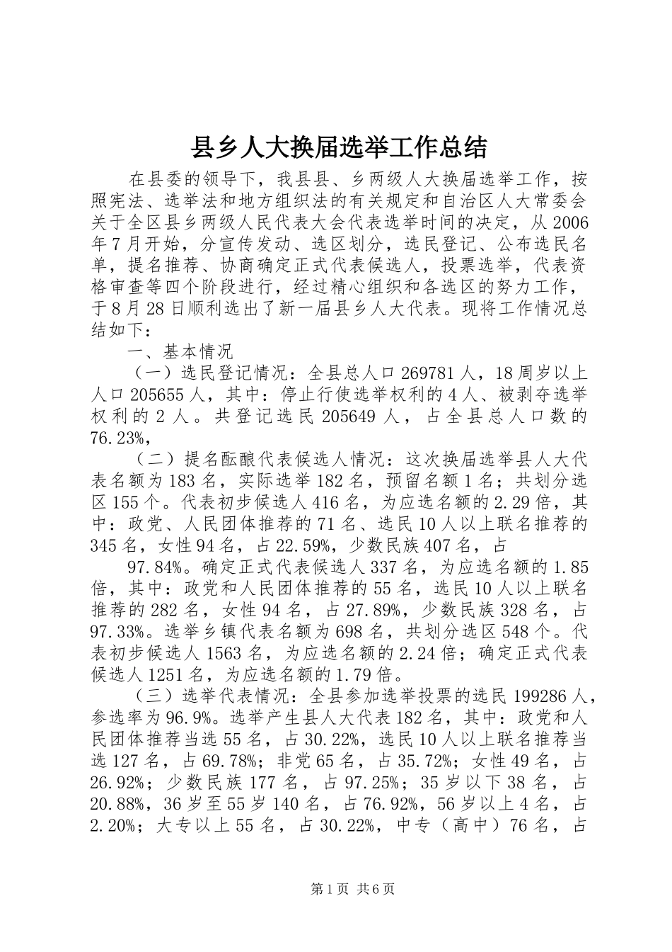 2024年县乡人大换届选举工作总结_第1页