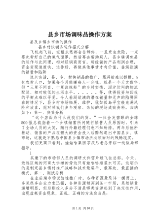 2024年县乡市场调味品操作方案