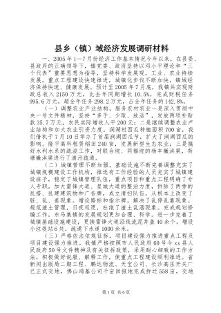 2024年县乡域经济发展调研材料