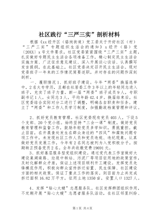 2024年社区践行三严三实剖析材料