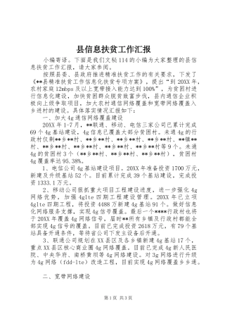 2024年县信息扶贫工作汇报