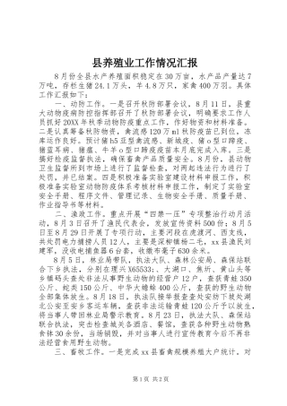 2024年县养殖业工作情况汇报