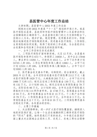 2024年县医管中心年度工作总结