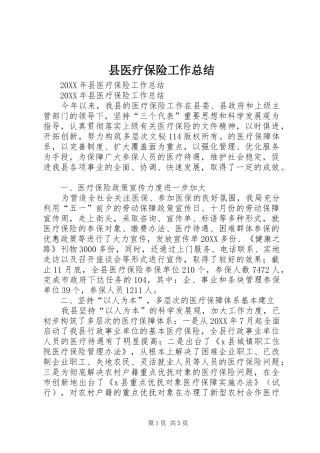 2024年县医疗保险工作总结
