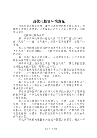 2024年县优化投资环境意见