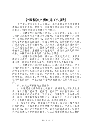 2024年社区精神文明创建工作规划