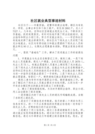 2024年社区就业典型事迹材料