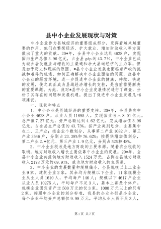 2024年县中小企业发展现状与对策