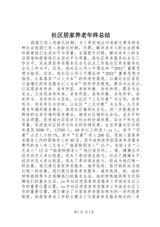 2024年社区居家养老年终总结