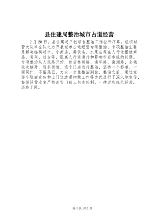 2024年县住建局整治城市占道经营